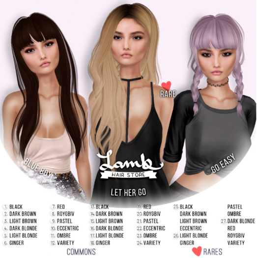 Lamb | Let Her Go hair | Pack 3 RARE