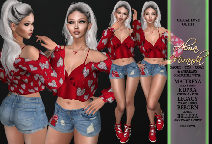 .: AlmaMiranda :. Casual Love Shorts Boots Sweater San Valentine Outfit Lara Petit Legacy Perky Kupra Kups Reborn GenX