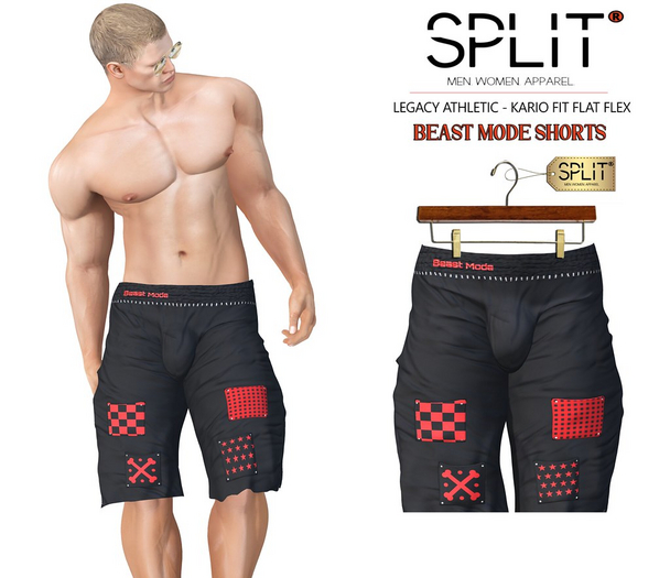 SPLIT APPAREL - Beast Mode Shorts Black/Red