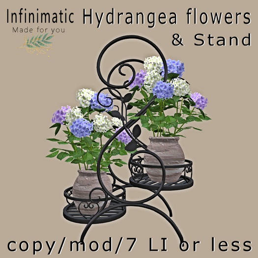hydrangea flowers and stand