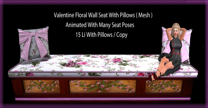 Valentine Floral Wall Seat With Pillows ( Mesh )