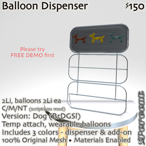 % Balloon Dispenser (dog-BrDGSl) *MESH*