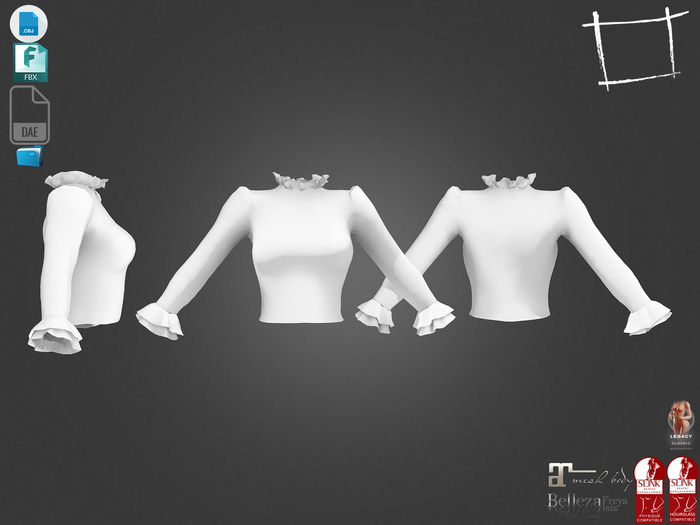 Dae Obj FBX For Female Victorian Top Maitreya Slink Physique Hourglass Belleza Isis Freya Legacy Ebody Reborn
