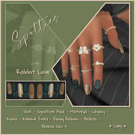 RABBIT LOVE Square nails 