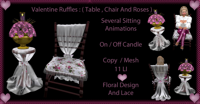 Valentine Ruffles :  ( Table , Chair And Roses )