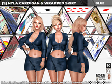 [S] Nyla Cardigan & Wrapped Skirt Blue