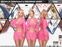 [S] Nyla Cardigan & Wrapped Skirt Pink