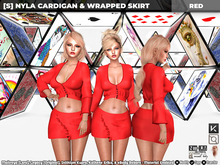 [S] Nyla Cardigan & Wrapped Skirt Red