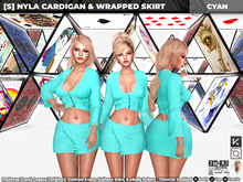 [S] Nyla Cardigan & Wrapped Skirt Cyan