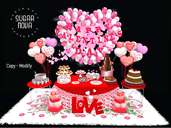 SN - Valentine Party Table w/Bento Dispensers - Hearts Decorations