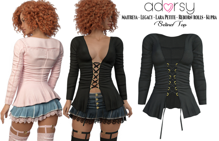 adorsy - Selina Top Black - Maitreya/Legacy/Lara Petite/Kupra/Reborn-Rolls
