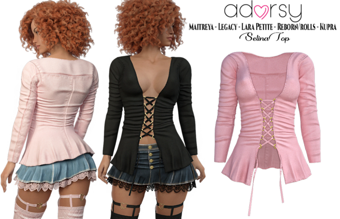 adorsy - Selina Top Pink - Maitreya/Legacy/Lara Petite/Kupra/Reborn-Rolls
