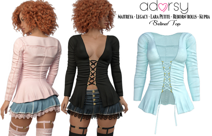 adorsy - Selina Top Light Blue - Maitreya/Legacy/Lara Petite/Kupra/Reborn-Rolls