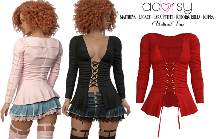 adorsy - Selina Top Deep Red - Maitreya/Legacy/Lara Petite/Kupra/Reborn-Rolls