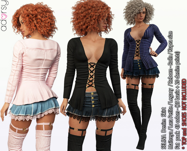adorsy - Selina Denim Skirt Fatpack - Maitreya/Legacy/Lara Petite/Kupra/Reborn-Rolls
