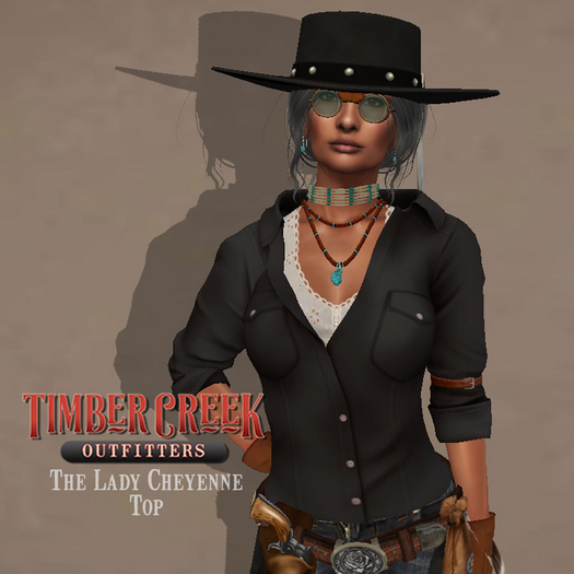 [Timber Creek] Lady Cheyenne Top-Black