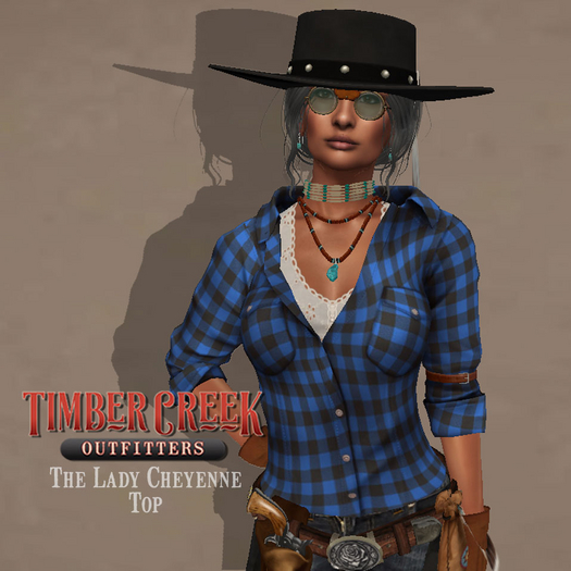 [Timber Creek] Lady Cheyenne Top-Blue Check