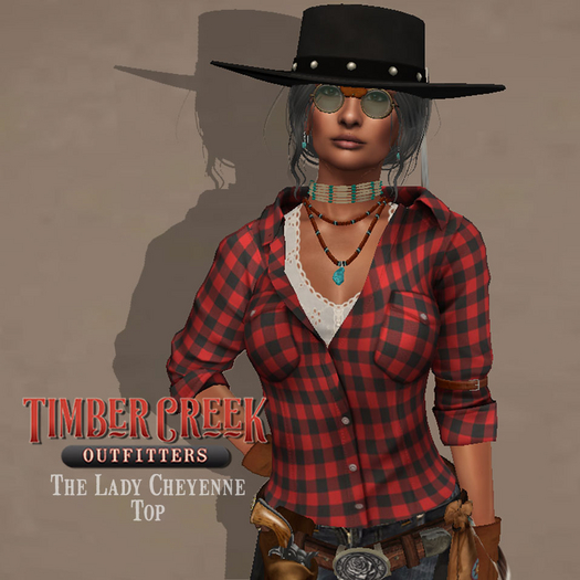 [Timber Creek] Lady Cheyenne Top-Red Check
