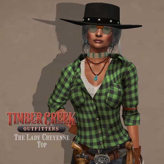 [Timber Creek] Lady Cheyenne Top-Green Check