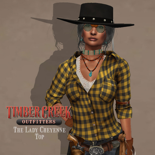 [Timber Creek] Lady Cheyenne Top-Yellow Check