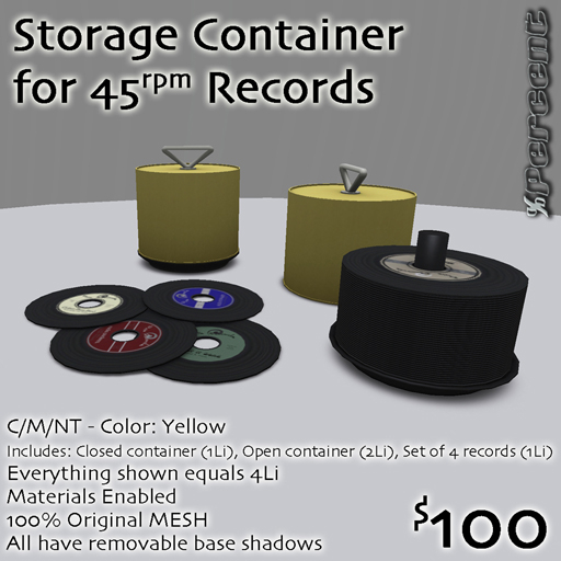 % Record Storage Containers (yellow) *MESH*