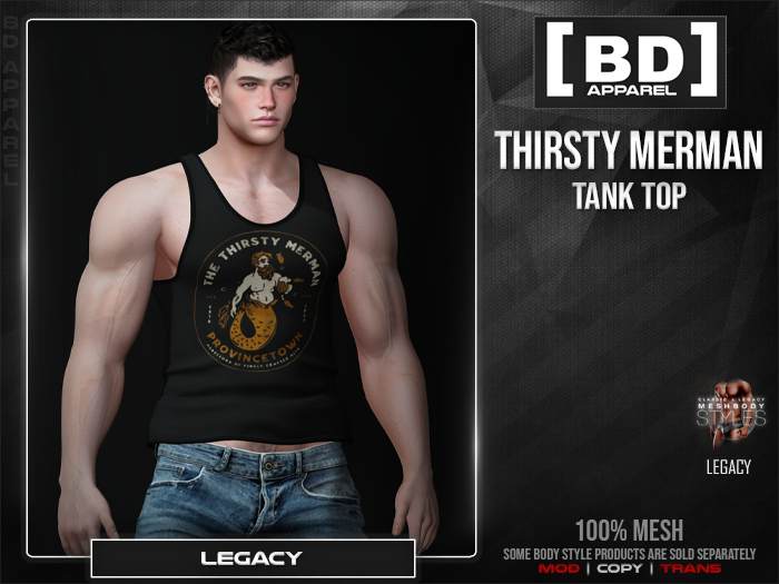 Second Life Marketplace - [BD] Apparel | Thirsty Merman Tank Top - Legacy