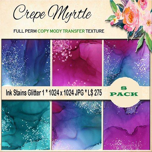 Crepe Myrtle Ink Stains Glitter 1