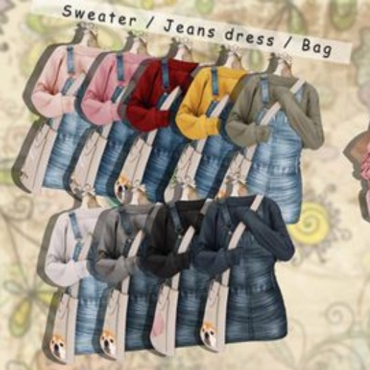 =Zenith=Sweater / Jeans dress / Bag (Red) - Lara