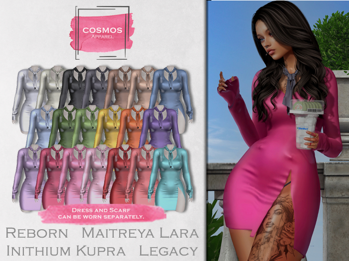 [COSMOS] Petra Bodycon Dresss & Scarf Satin / 20 Colors Fatpack