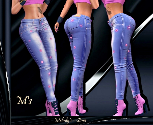 M's - Blue jeans pants - stars