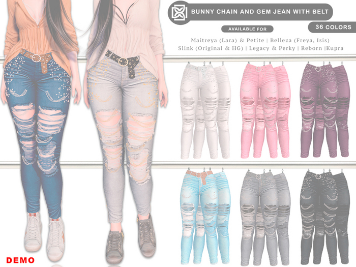Addams - Bunny - Chain & Gem Jeans #DEMO