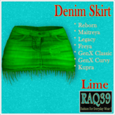 [R39] Denim Skirt-Lime