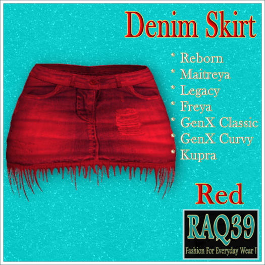 [R39] Denim Skirt-Red