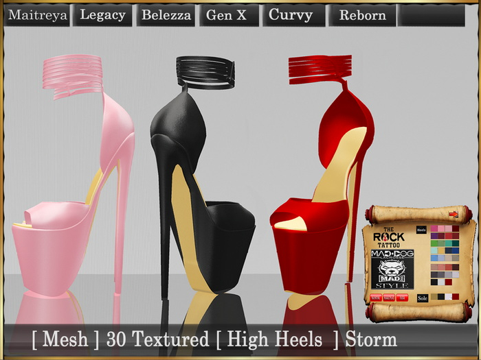 [ Mesh ] 30 Textured [ High Heels  ] Storm