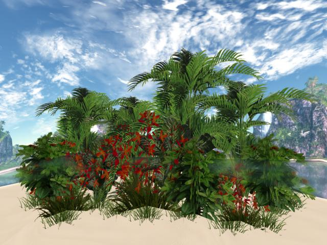 *1 PRIM ONLY!*  RW - Tropical Plant and Flowers border *Minorca* c/m  *The Low Prim Collection* 