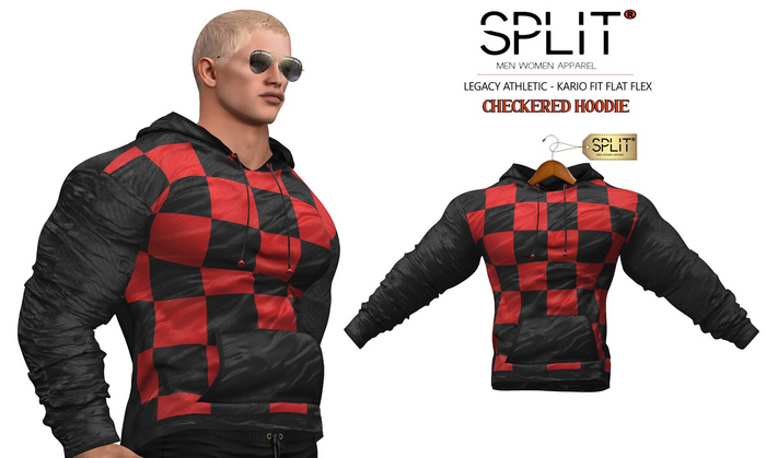 SPLIT APPAREL - Checkered Hoodie Black/Red