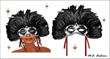 M.E. Fashion - Black Mask Feather * Red