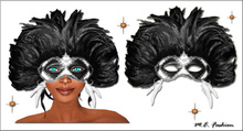 M.E. Fashion - Black Mask Feather * White