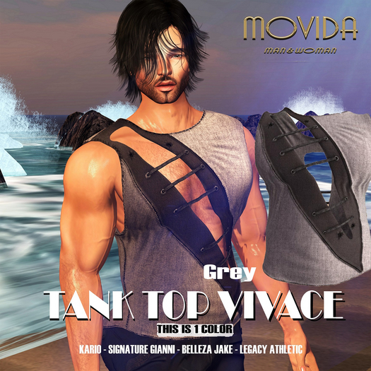 MOVITA - TANK TOP VIVACE GREY  (Boxed)