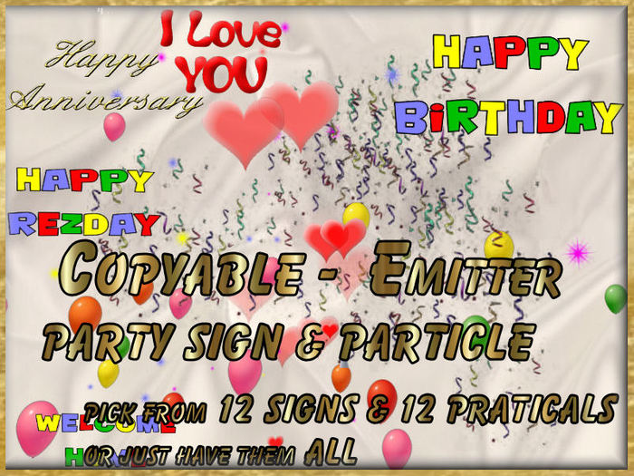 NEW YEAR , 4th July EMTTER 12 MESSAGES 10 EFFECTS - COPYABLE BIRTHDAY REZDAY,I LOVE YOU, Welcome Home 