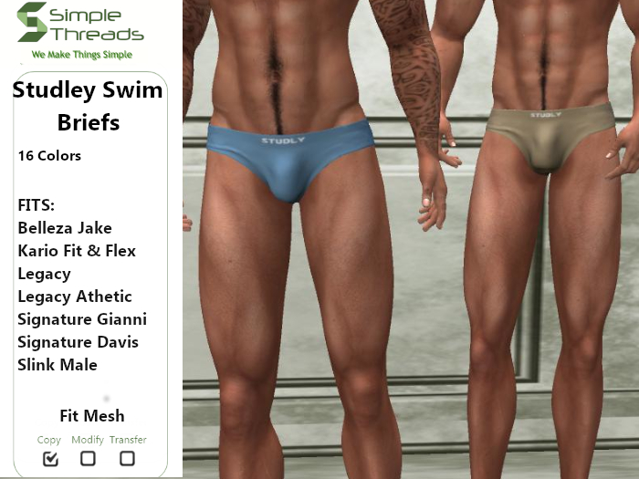 ! Simple Threads ! Studley Swim Briefs for Belleza, Kario, Legacy, Signature, Slink