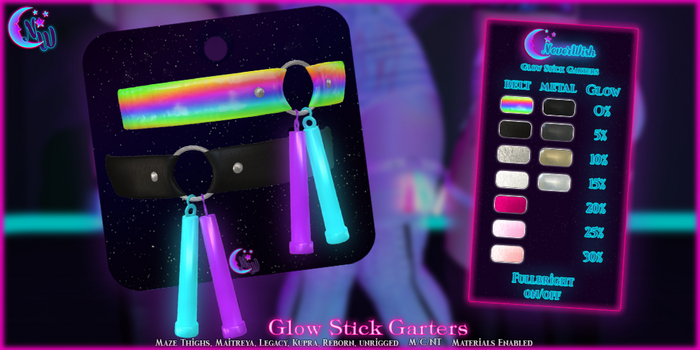 *NeverWish* Glow Stick Garters - Rainbow Color Cycle