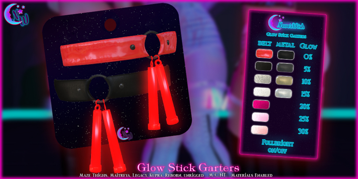 *NeverWish* Glow Stick Garters - Red