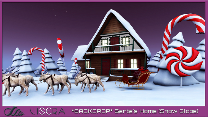 BACKDROP Santa's Home & Snowglobe