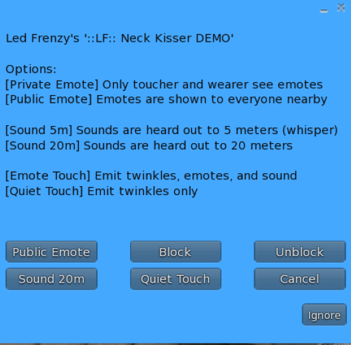 ::LF:: Configurable Neck Kisser DEMO v0.9.1.1