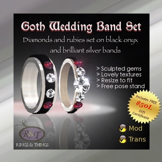 *Nala's* Goth Wedding Band Set