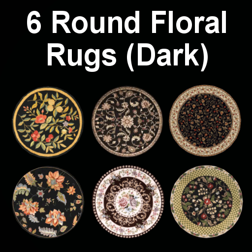 6 Round Floral Rugs (Dark)