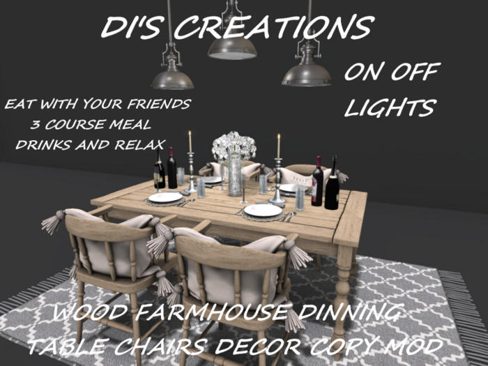 WOOD FARMHOUSE DINNING TABLE CHAIRS DECOR