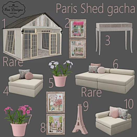 01 Bee Designs Paris Shed RARE