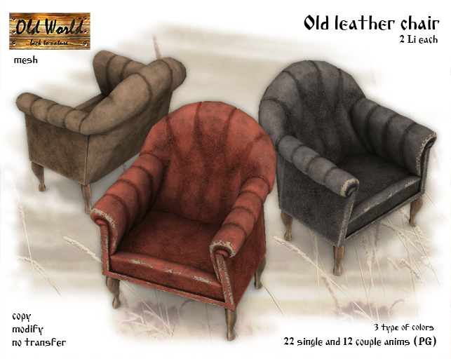 Old leather chair v1 - Old World - Medieval furniture